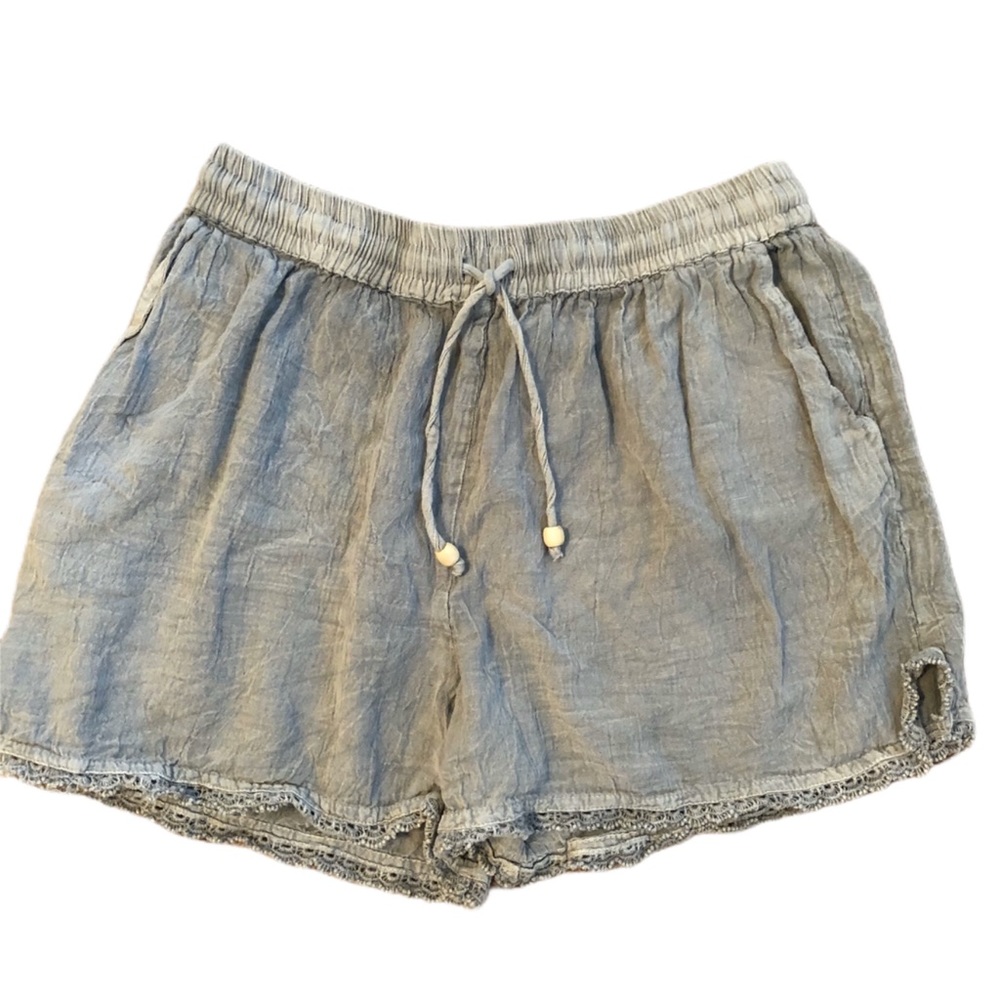 Lace Trimmed Drawstring Boho Shorts